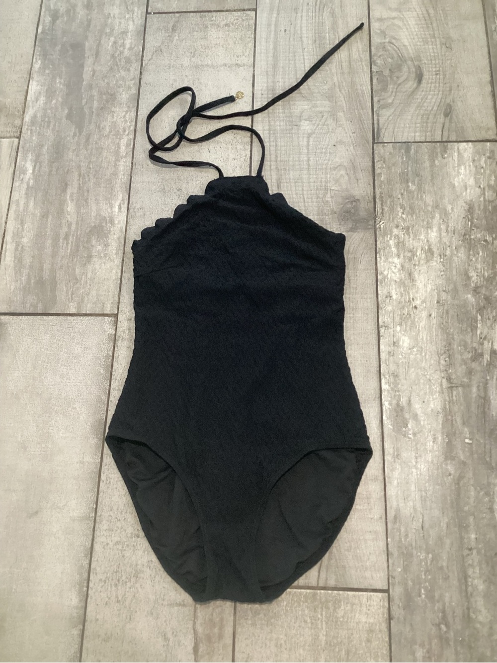 kate spade Black Textured Halter One-Piece Swimsuit for Women Size Small